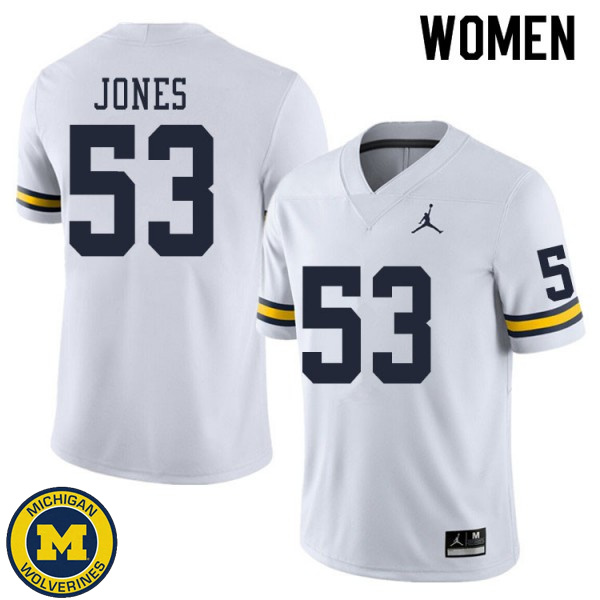 Women Michigan Wolverines #53 Trente Jones White High School Jersey